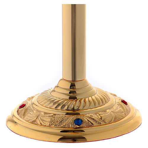 Reliquary in gold-plated brass h 26 cm with crystal stones 4