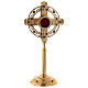 Reliquary in gold-plated brass h 26 cm with crystal stones s1