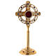 Gold plated brass reliquary with crystals h 10 in s1