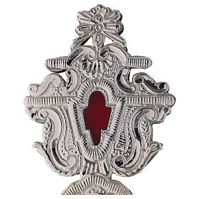 Reliquiar mit Kreuz Schrein versilberten Metall 40cm