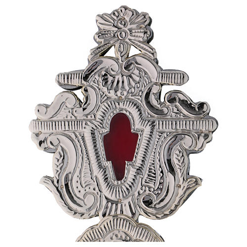 Reliquiar mit Kreuz Schrein versilberten Metall 40cm 2