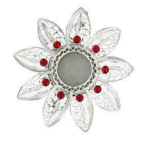 Reliquary 5 cm 925 silver and red stones