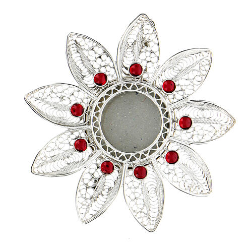 Reliquary 5 cm 925 silver and red stones 1