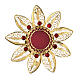 Flower-shaped reliquary 5 cm gold plated silver and red stones s1