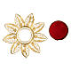Reliquiario 5 cm a forma di fiore argento dorato pietre rosse s3