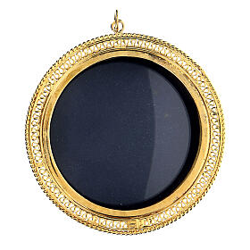 Round filigree reliquary 6 cm gold plated 800 silver