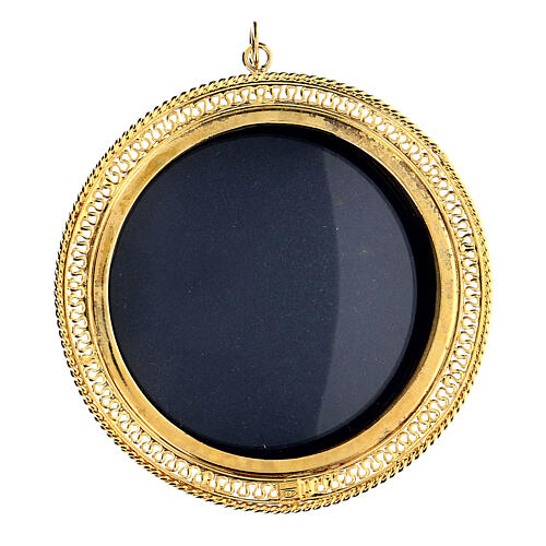 Round filigree reliquary 6 cm gold plated 800 silver 1