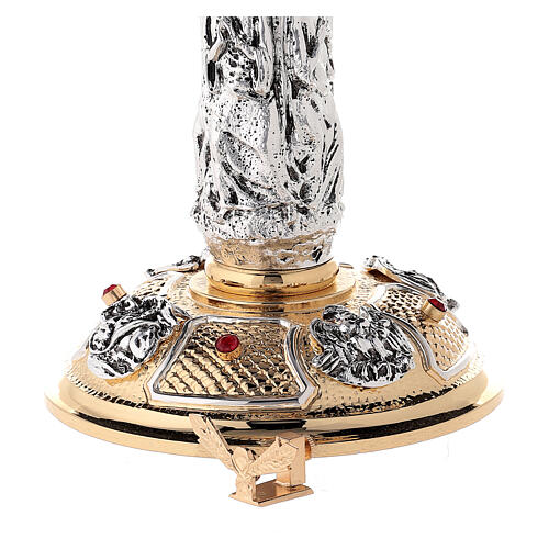 Bicoloured monstrance with angels, brass and red stones, 85 cm 10