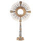 Bicoloured monstrance with angels, brass and red stones, 85 cm s1