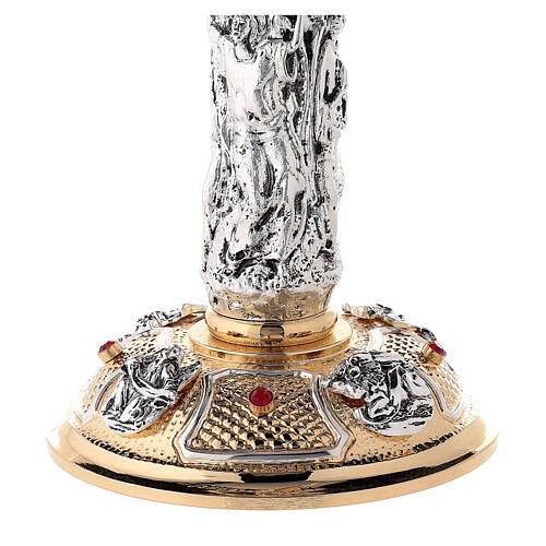 Ostensoir anges laiton bicolore et pierres rouges 85 cm 12