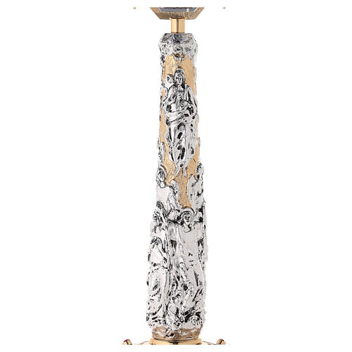 Custódia ostensório anjos latão bicolor com pedras vermelhas 85 cm 3