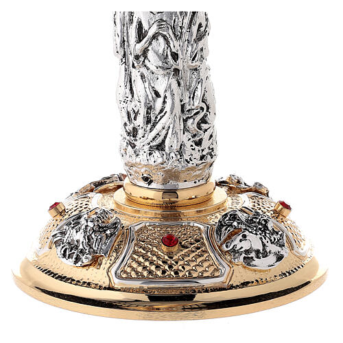 Custódia ostensório anjos latão bicolor com pedras vermelhas 85 cm 13