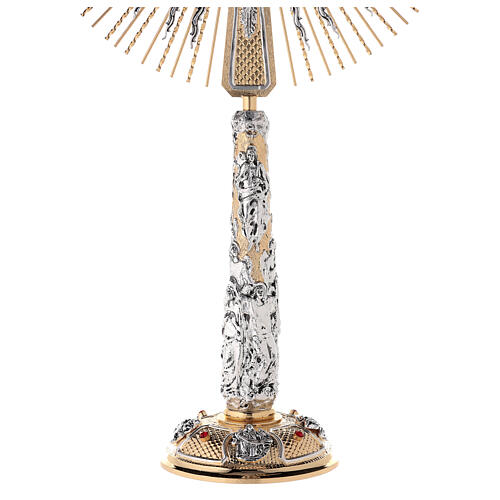 Monstrance in two-tone brass angels with red stones 85 cm 4