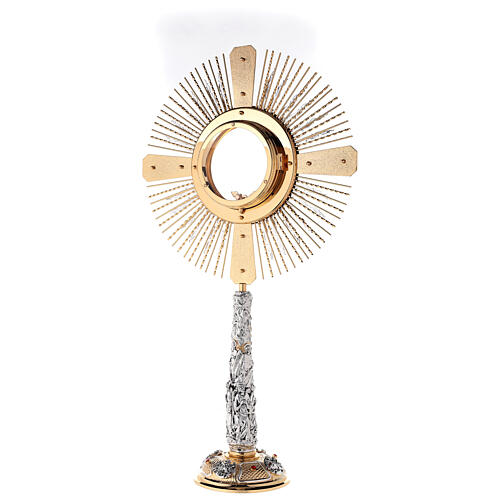 Monstrance in two-tone brass angels with red stones 85 cm 16
