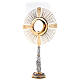 Monstrance in two-tone brass angels with red stones 85 cm s16