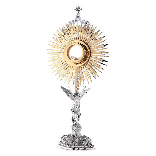 Ostensorio base ángel latón bicolor 70 cm barroco 11