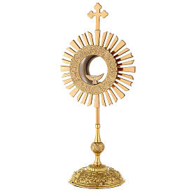 Gold plated brass monstrance with rays h 50 cm