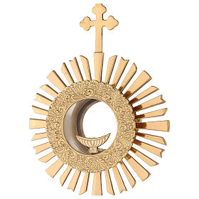Gold plated brass monstrance with rays h 50 cm