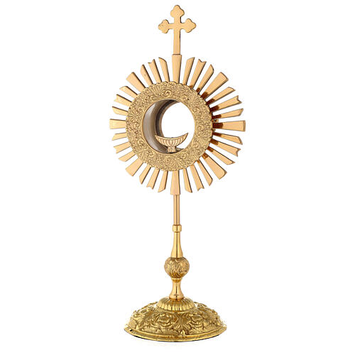 Gold plated brass monstrance with rays h 50 cm 1