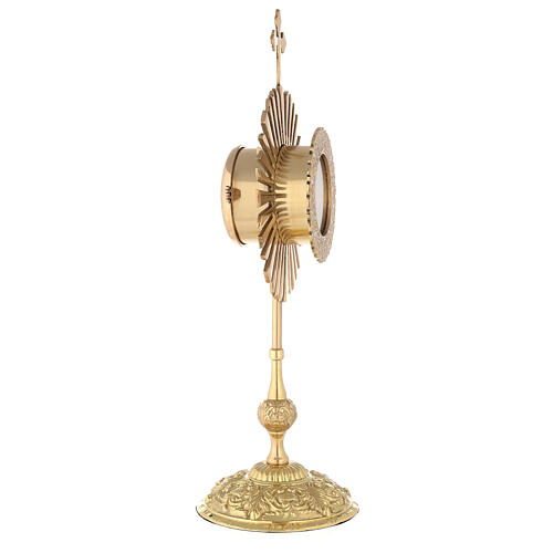 Gold plated brass monstrance with rays h 50 cm 8