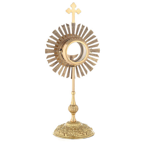 Gold plated brass monstrance with rays h 50 cm 9