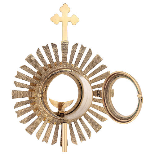Gold plated brass monstrance with rays h 50 cm 10