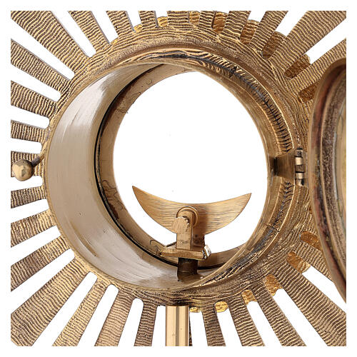 Gold plated brass monstrance with rays h 50 cm 11