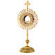 Gold plated brass monstrance with rays h 50 cm s1