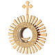 Gold plated brass monstrance with rays h 50 cm s2