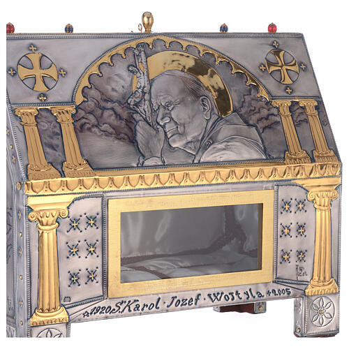 Relikwiarz Papież Wojtyła miedź rzeźbiona 40x40x20 cm 6