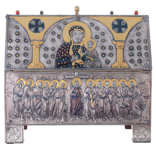 Relikwiarz Papież Wojtyła miedź rzeźbiona 40x40x20 cm 8