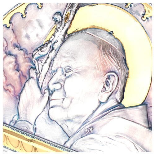 Relicário Papa Wojtyla cobre cinzelado 40x40x20 cm 2