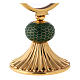 Brass monstrance with large luna case with green enamel knot 15 cm s3