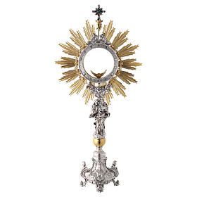 Baroque brass monstrance for Magna Host with angel, h 33.5 in