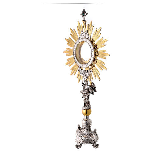 Baroque brass monstrance for Magna Host with angel, h 33.5 in 4