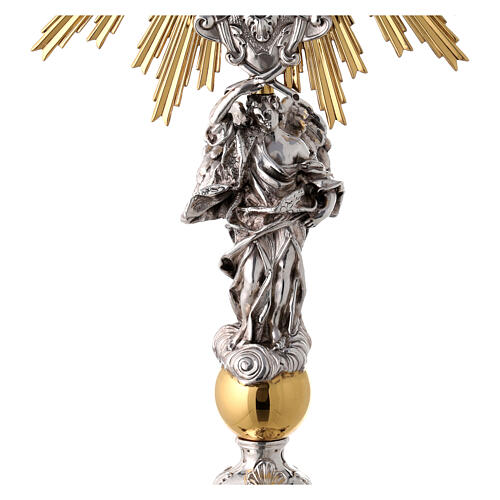 Baroque brass monstrance for Magna Host with angel, h 33.5 in 6
