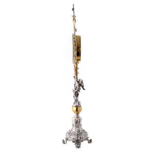 Baroque brass monstrance for Magna Host with angel, h 33.5 in 9