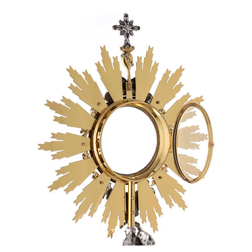 Baroque brass monstrance for Magna Host with angel, h 33.5 in 11