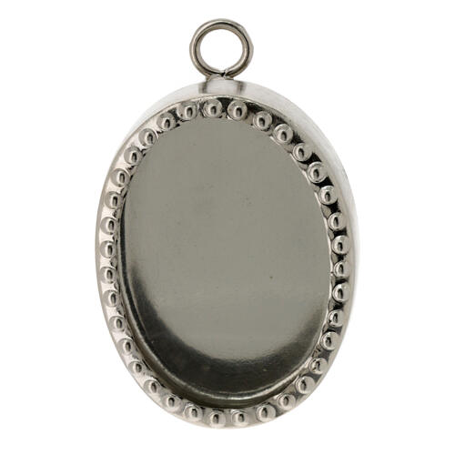 Wall reliquary, oval shape with beads, silver-plated brass, h 2.5 in 1