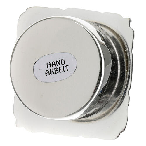 Reliquiar aus silberfarbenem Messing mit Kreuzdekor – Ø 6 cm 2