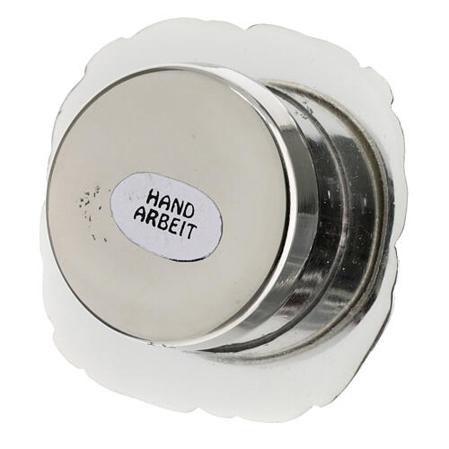 Reliquiar mit silberfarbenem Zierrand und Kreuzdekor – Ø 6 cm 2