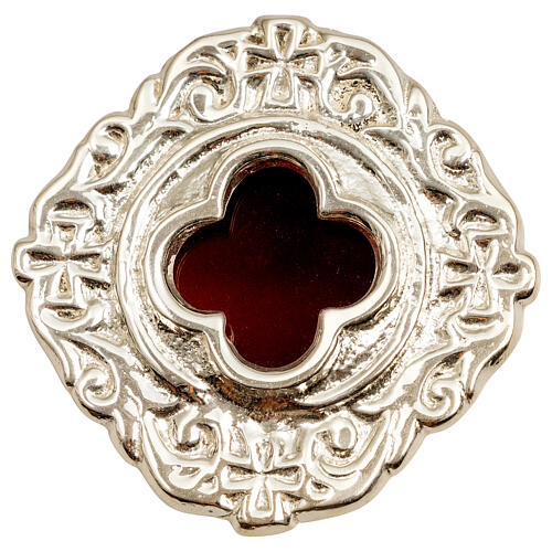 Reliquaire décoré argenté croix diam. 6 cm 1