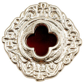 Reliquiario decorato argentato croce diametro 6 cm