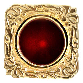 Reliquiar aus goldfarbenem Messing mit Barockdekor – Ø 6 cm