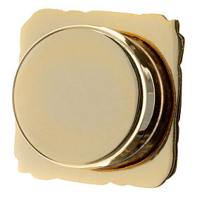 Reliquiar aus goldfarbenem Messing mit Barockdekor – Ø 6 cm