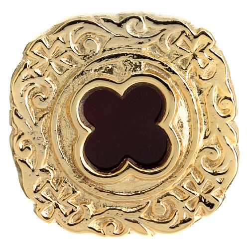 Reliquary with baroque cross golden border 6 cm diameter 1