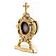 Gold plated brass reliquary with cross, h 4 in s2