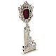 Silver-plated brass reliquary with floral pattern and silhouettes, h 9 in s5