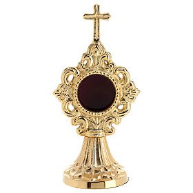 Reliquary with simple base, gold plated brass, 7 in