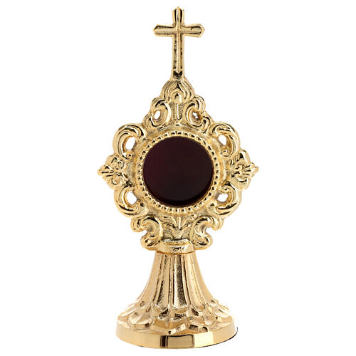Reliquary with simple base, gold plated brass, 7 in 1